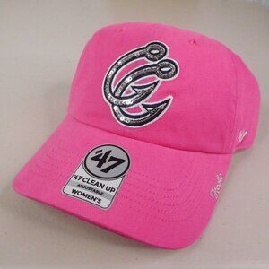 Corpus Christi Hooks Hat Cap Womens Pink Sparkle Logo 47 Clean Up MiLB New NWT